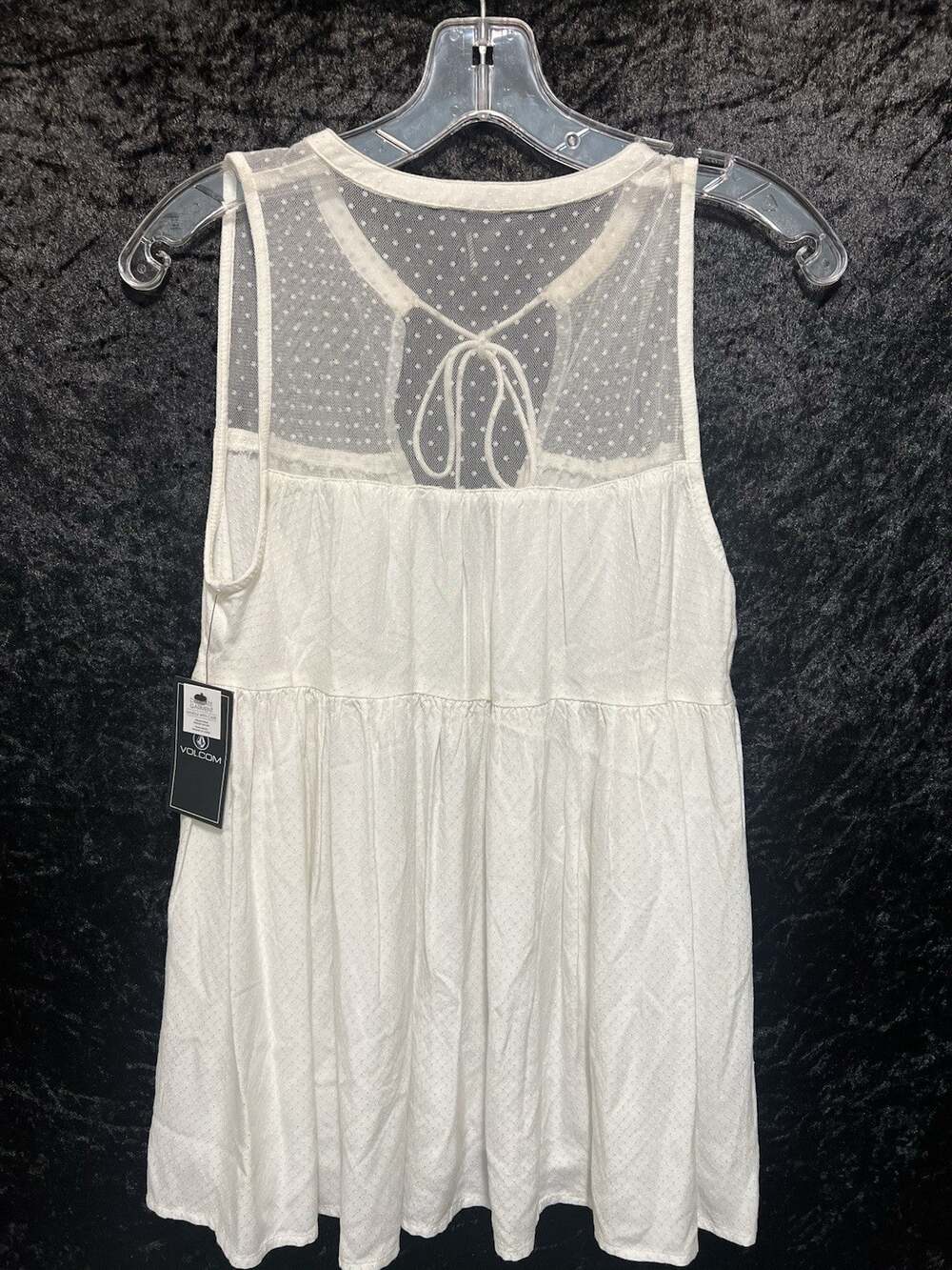 Volcom Women’s See Y’ Around Sleeveless Top S Petite 10 White Tie Neck NWT!